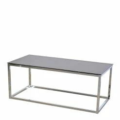 100x48 Cm Design Couchtisch Mit Schwarzglas Platte - Barrios