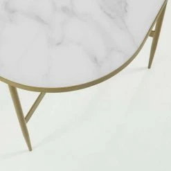 100x50 Ovaler Couchtisch Im Retrostil - Maddox 5 100x50 Ovaler Couchtisch Im Retrostil - Maddox -Bouquet-shop 100x50 ovaler couchtisch im retrostil in weiss gold maddox 02