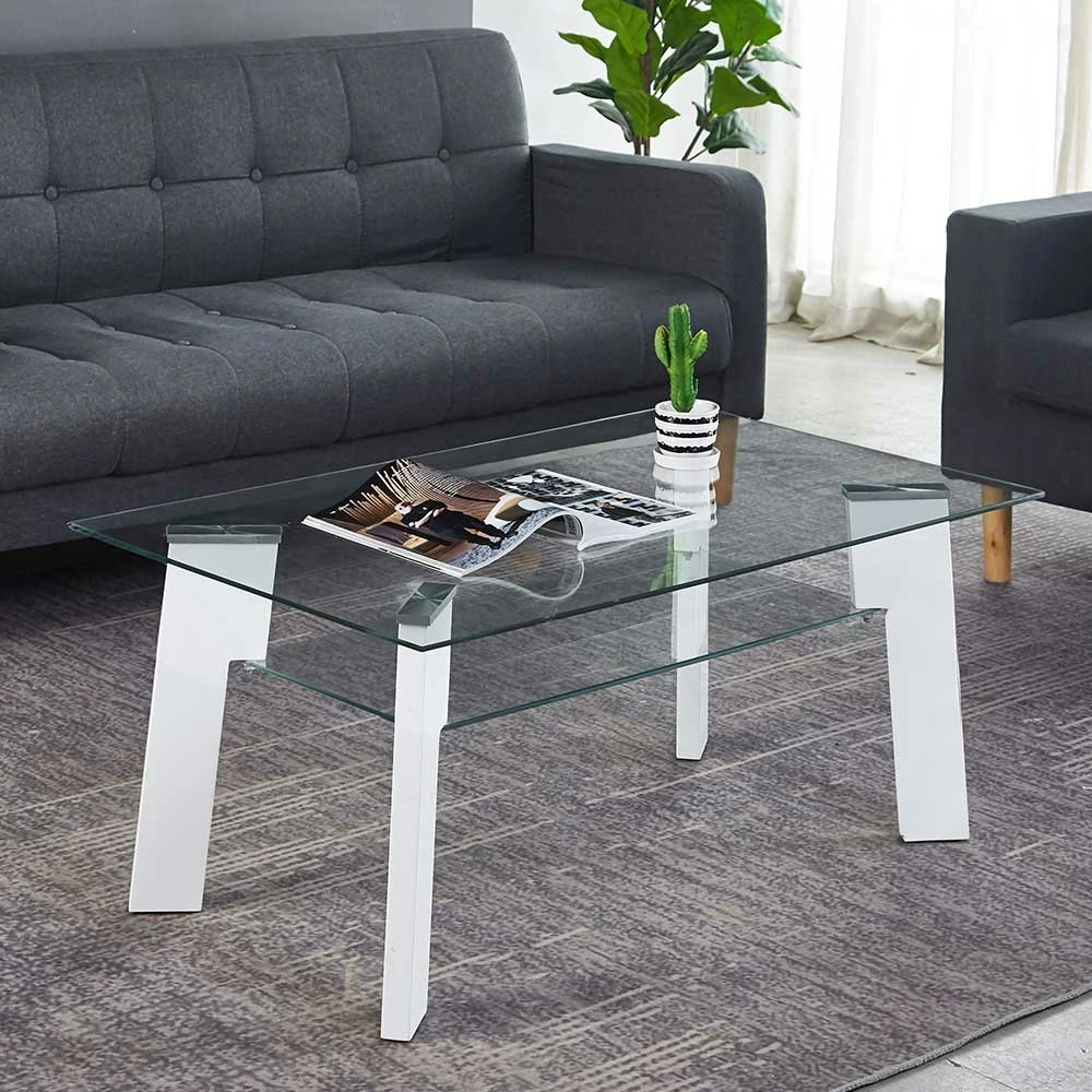 110x60 Wohnzimmer Glastisch Mit Ablage - Masuca 2 110x60 Wohnzimmer Glastisch Mit Ablage - Masuca – Bild 2