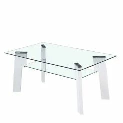110x60 Wohnzimmer Glastisch Mit Ablage - Masuca