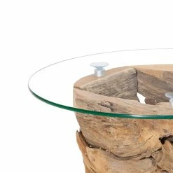 45 Cm Hoher Ablagetisch Mit Glasplatte - Rosch -Bouquet-shop 45 cm hoher ablagetisch mit glasplatte recyclingholz teak rosch 02