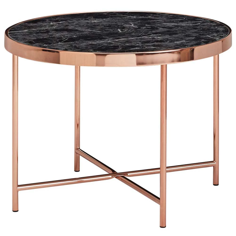 60cm Runder Sofatisch Im Marmor Design Schwarz - Verenetica 1 60cm Runder Sofatisch Im Marmor Design Schwarz - Verenetica