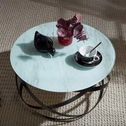 60x30x60 Runder Couchtisch Mit Ringgestell - Elefonas -Bouquet-shop 60x30x60 runder couchtisch mit ringgestell in schwarz glasplatte in marmor elefonas 02