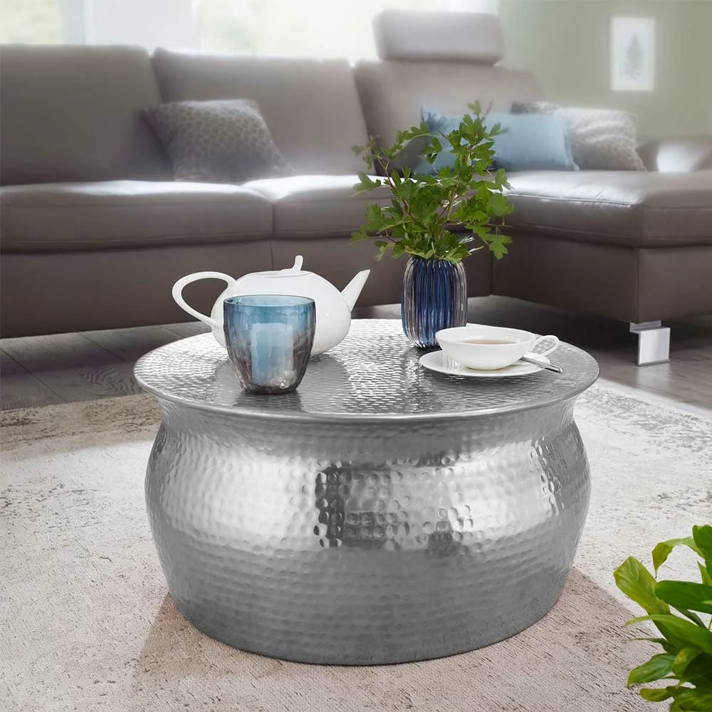 60x31x60 Alu Couchtisch In Silberfarben - Bastia 2 60x31x60 Alu Couchtisch In Silberfarben - Bastia – Bild 2