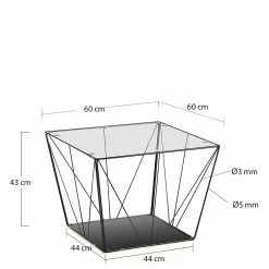60x43x60 Sofatisch Mit Glasplatte - Kerry -Bouquet-shop 60x43x60 sofatisch mit glasplatte stahl draht gestell trapez design kerry 02