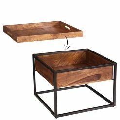 60x47x60 Beistelltisch Mit Tablett & Staufach - Imhelia 10 60x47x60 Beistelltisch Mit Tablett & Staufach - Imhelia -Bouquet-shop 60x47x60 beistelltisch mit tablett staufach aus akazie holz metall schwarz imhelia 04
