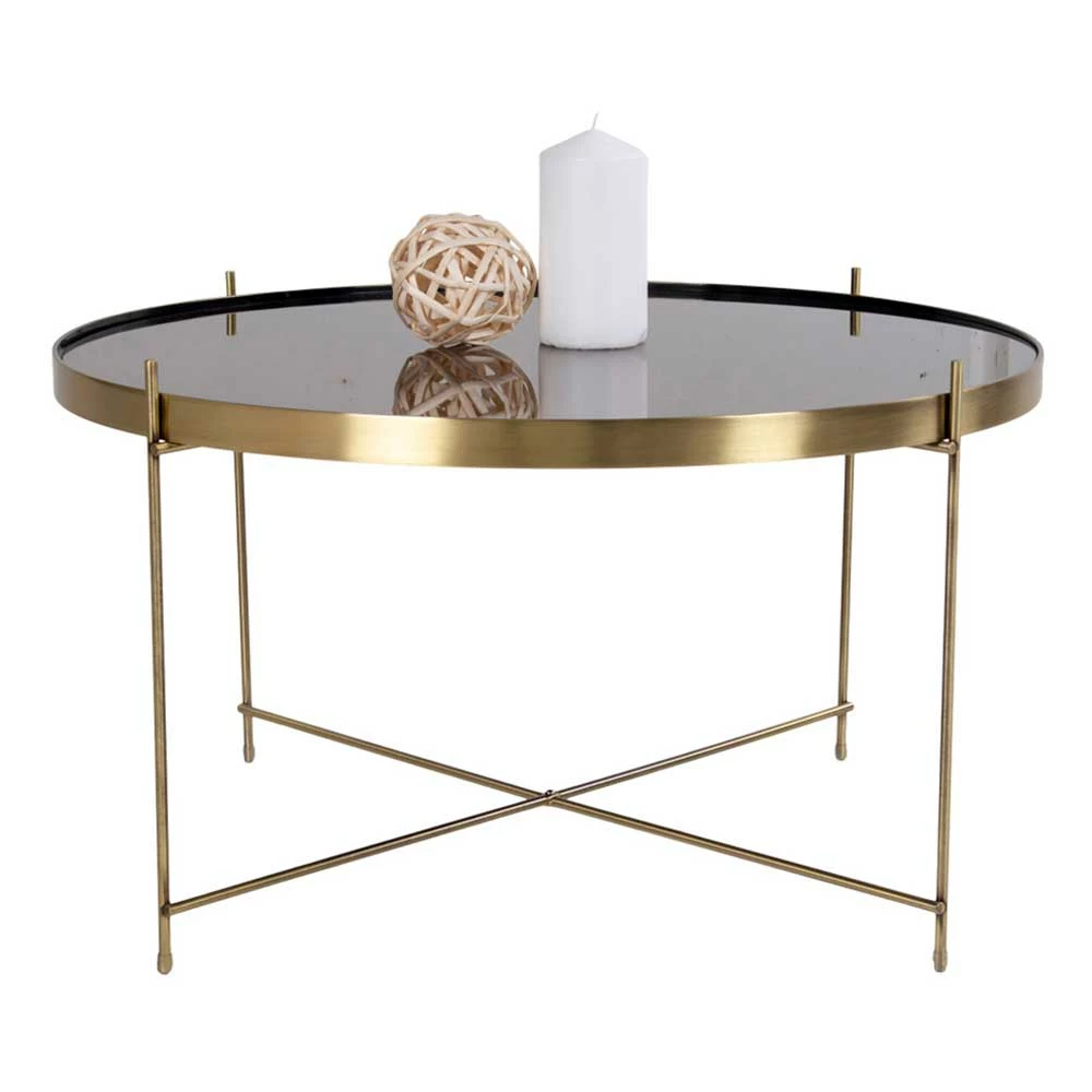 70cm Runder Glas Couchtisch Mit Stahl In Messing - Vally 2 70cm Runder Glas Couchtisch Mit Stahl In Messing - Vally – Bild 2