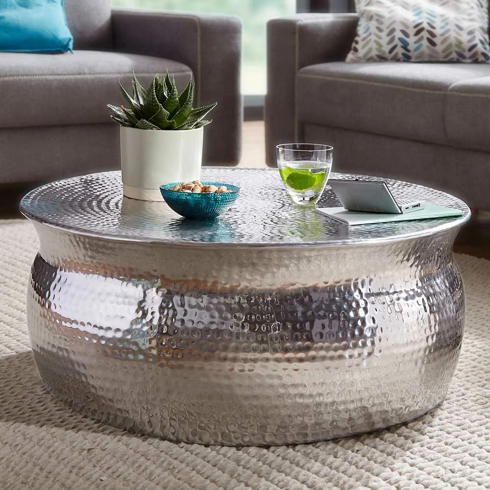 75x31x75 Alu Couchtisch In Silber - Cremo 2 75x31x75 Alu Couchtisch In Silber - Cremo – Bild 2