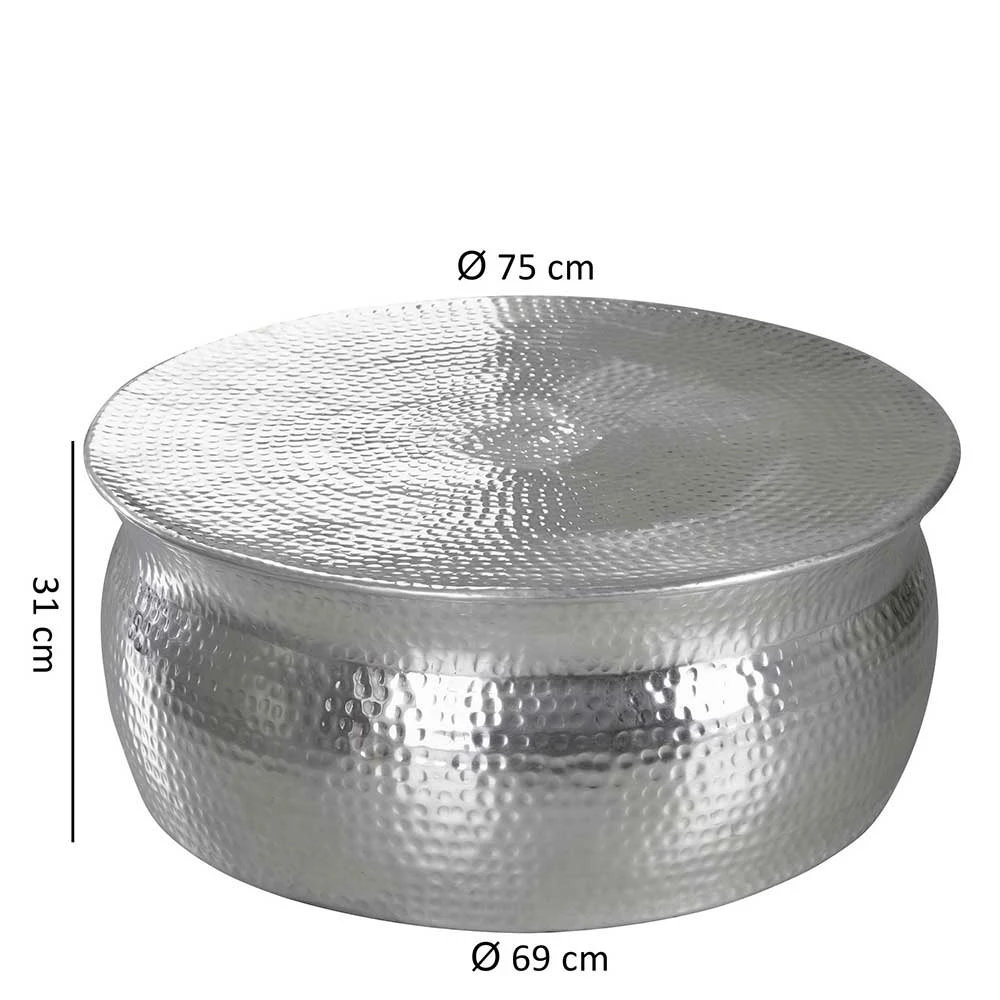 75x31x75 Alu Couchtisch In Silber - Cremo 3 75x31x75 Alu Couchtisch In Silber - Cremo – Bild 3