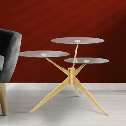 Alternative view of 75x46x60 Designertisch Mit 3 Glas Platten - Liceandro