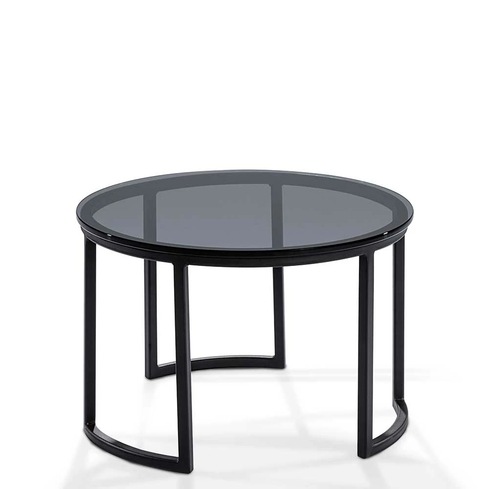 80cm Runder Designtisch Mit Rauchglas Platte - Bertrin 2 80cm Runder Designtisch Mit Rauchglas Platte - Bertrin – Bild 2