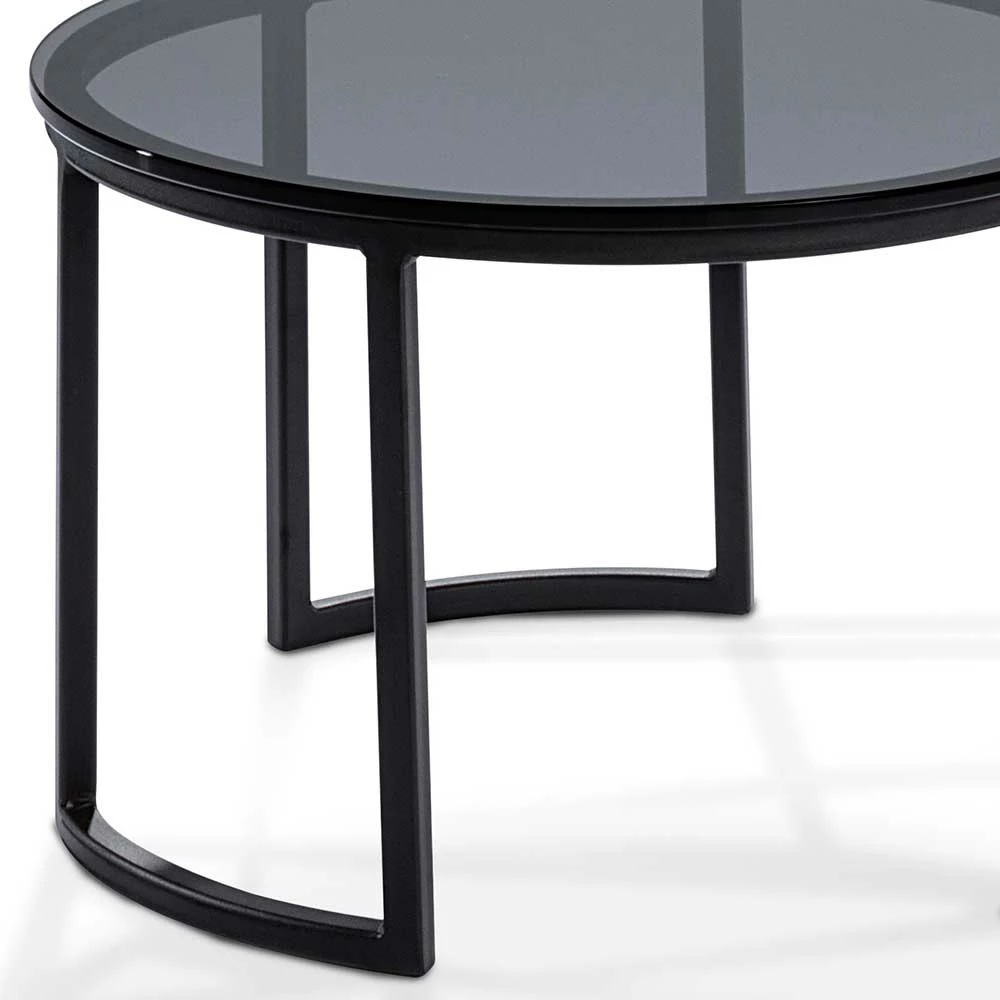 80cm Runder Designtisch Mit Rauchglas Platte - Bertrin 3 80cm Runder Designtisch Mit Rauchglas Platte - Bertrin – Bild 3