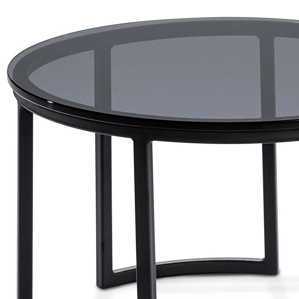 80cm Runder Designtisch Mit Rauchglas Platte - Bertrin 4 80cm Runder Designtisch Mit Rauchglas Platte - Bertrin – Bild 4