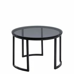 80cm Runder Designtisch Mit Rauchglas Platte - Bertrin