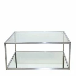 Alternative view of 80x80 Glas Couchtisch Mit Spiegelglas Boden - Cowian
