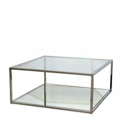 80x80 Glas Couchtisch Mit Spiegelglas Boden - Cowian