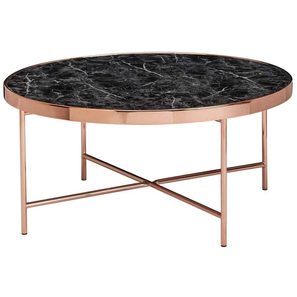 83x40x83 Runder Couchtisch In Marmoroptik Schwarz - Telvo 1 83x40x83 Runder Couchtisch In Marmoroptik Schwarz - Telvo