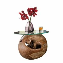 85cm Runder Designer-Tisch Mit Glas - Messona