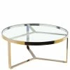 90 Cm Runder Wohnzimmertisch Mit Klarglas Platte - Losandas