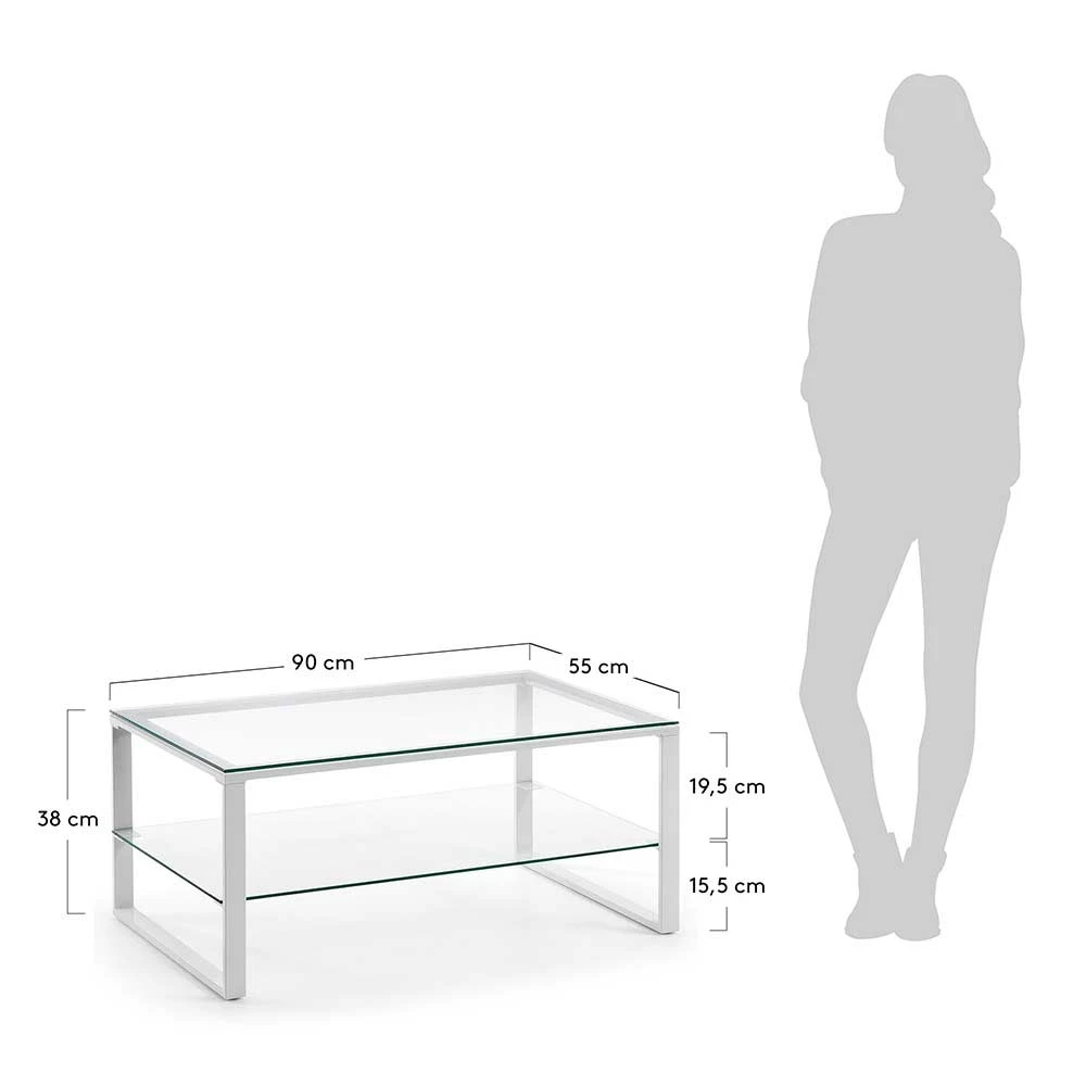 90x55 Cm Wohnzimmertisch Mit Zwei Glasplatten - Rekin 4 90x55 Cm Wohnzimmertisch Mit Zwei Glasplatten - Rekin – Bild 4