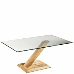 90x70 Couch Glastisch Mit Schrägem Säulengestell - Aduro