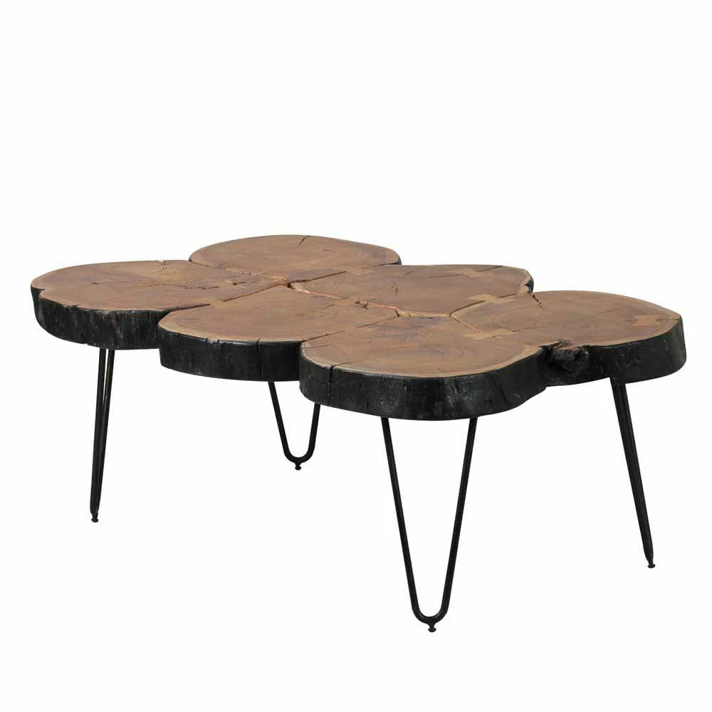 Baumscheiben Couchtisch Lariona Mit Metall-Gestell 1 Baumscheiben Couchtisch Lariona Mit Metall-Gestell