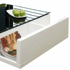 Couchtisch Mit Ablagen & Schwarzglas Platte - Toricona -Bouquet-shop couchtisch mit ablagen schwarzglas platte unterbau weiss hochglanz toricona 03