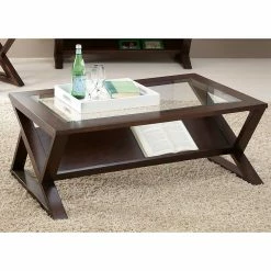 Couchtisch Mit Glasplatte In Dunkelbraun - Cedric