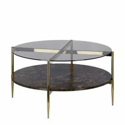 Couchtisch Mit Rauchglasplatte & Ablage - Kohana