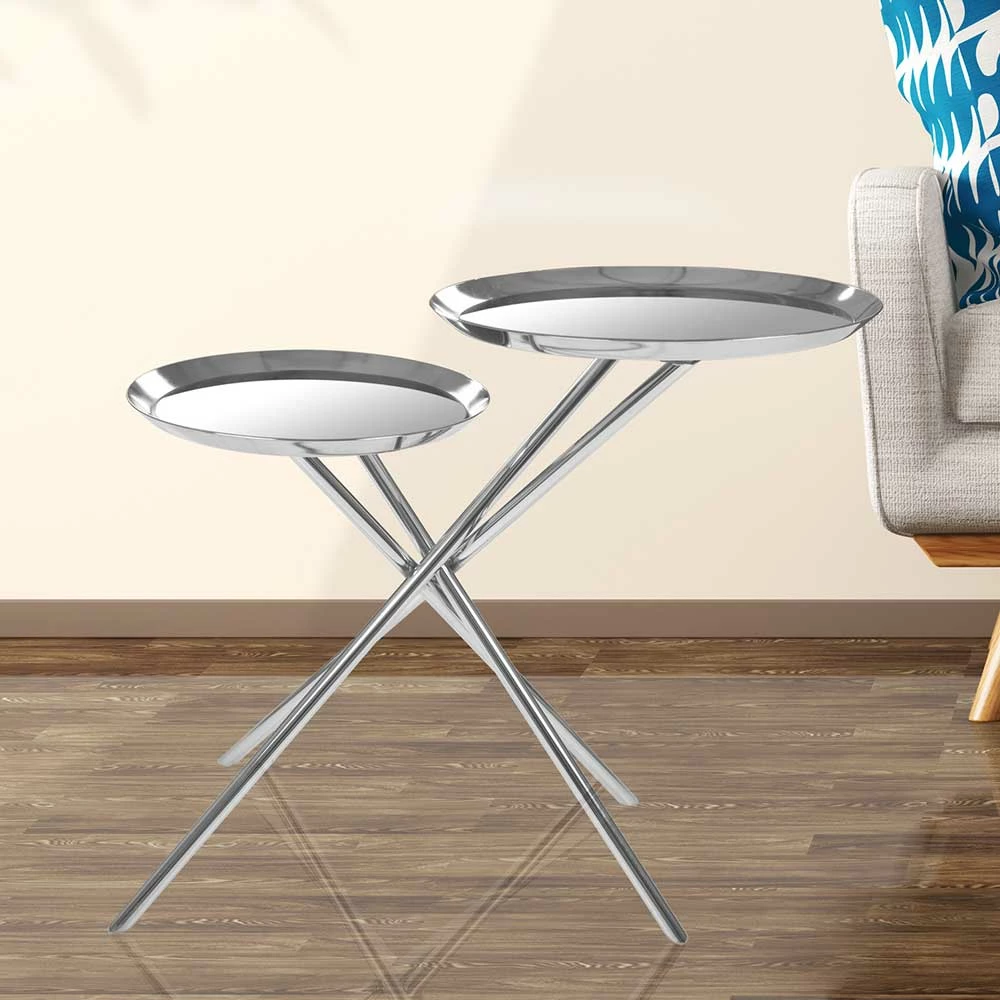 Design Beistelltisch Mit 2 Spiegel Platten - Mossora – Bild 2