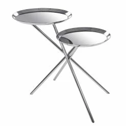 Design Beistelltisch Mit 2 Spiegel Platten - Mossora