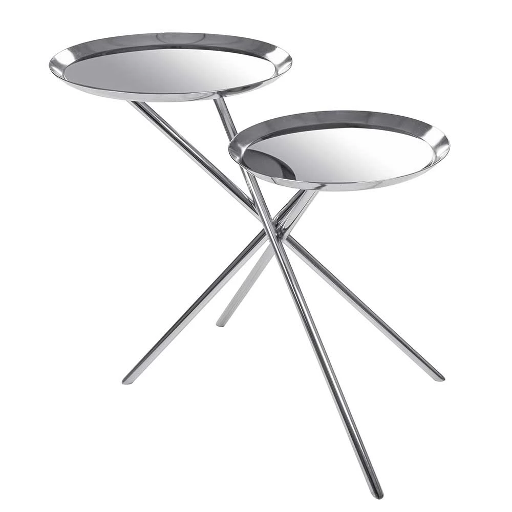 Design Beistelltisch Mit 2 Spiegel Platten - Mossora