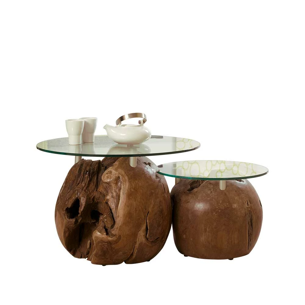 Design Beistelltisch Lirou Mit Runder Glasplatte (zweiteilig) 1 Design Beistelltisch Lirou Mit Runder Glasplatte (zweiteilig)