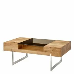 Design Couchtisch Mit Glaseinsatz In Bronze - Fuertun