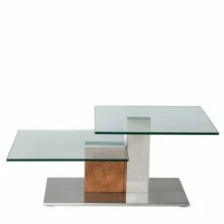 Design Couchtisch Mit Zwei Glasplatten - Carletta -Bouquet-shop design couchtisch mit zwei glasplatten auf saeulengestell mit rollen carletta 02