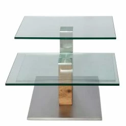 Design Couchtisch Mit Zwei Glasplatten - Carletta -Bouquet-shop design couchtisch mit zwei glasplatten auf saeulengestell mit rollen carletta 03