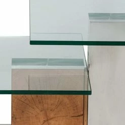 Design Couchtisch Mit Zwei Glasplatten - Carletta -Bouquet-shop design couchtisch mit zwei glasplatten auf saeulengestell mit rollen carletta 04
