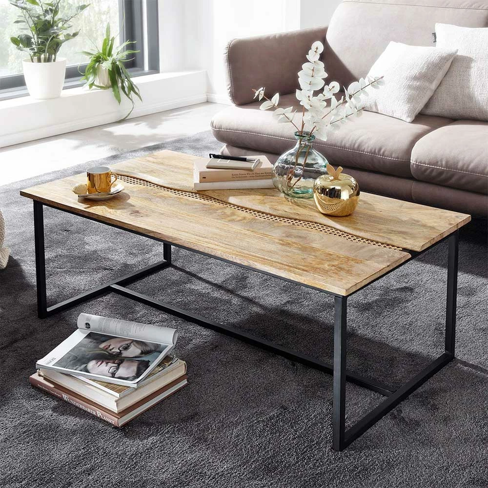 Designer Couchtisch Aus Holz & Wiener Geflecht - Leiria – Bild 2