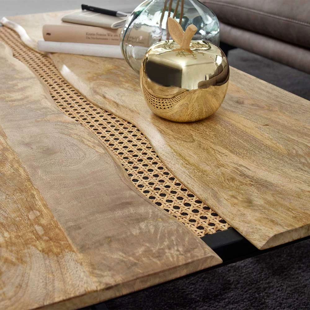 Designer Couchtisch Aus Holz & Wiener Geflecht - Leiria – Bild 4