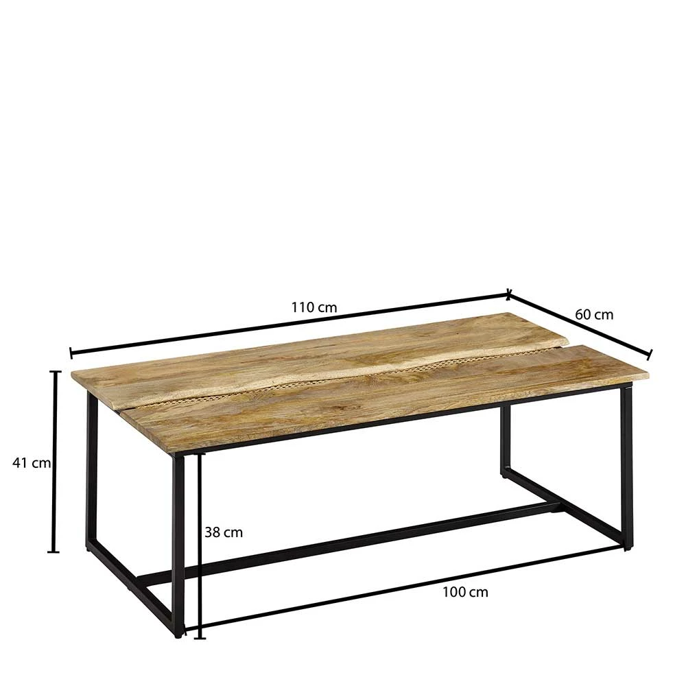 Designer Couchtisch Aus Holz & Wiener Geflecht - Leiria – Bild 5