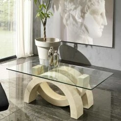 Designer Couchtisch Deliana Mit Glasplatte