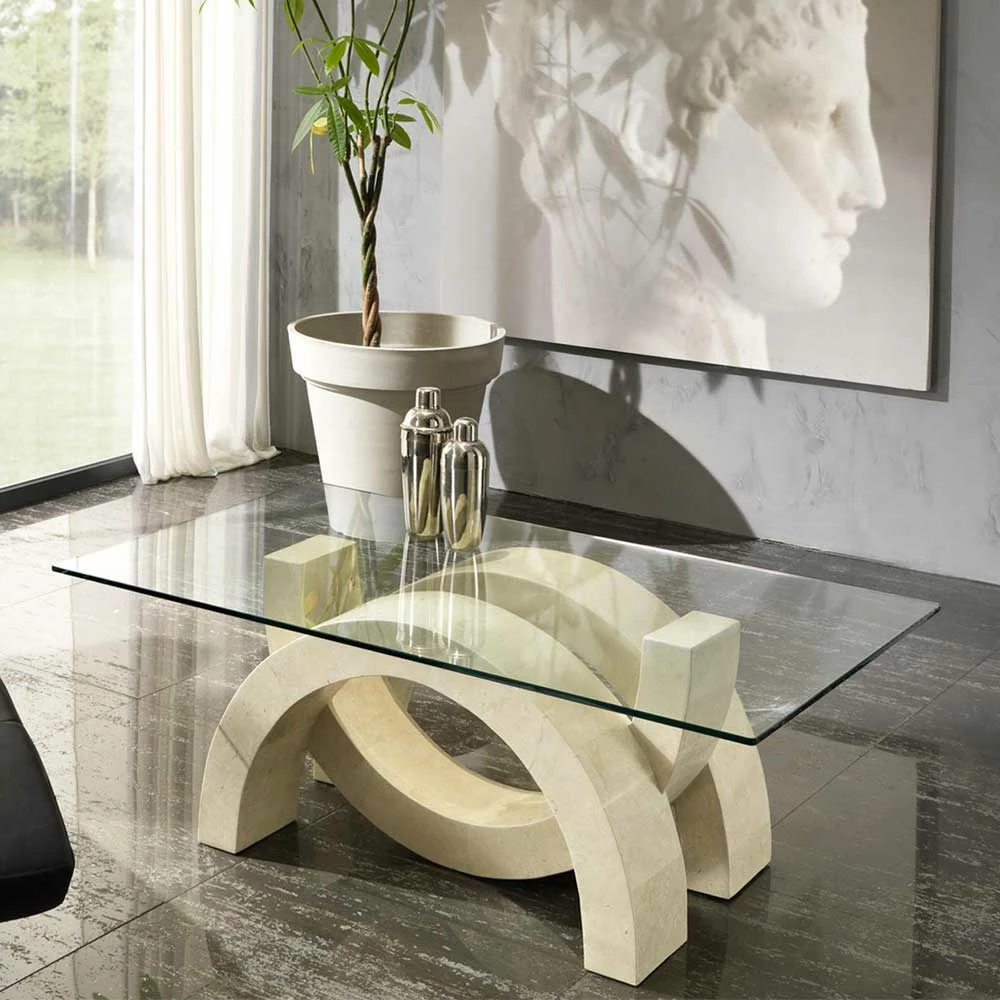 Designer Couchtisch Deliana Mit Glasplatte