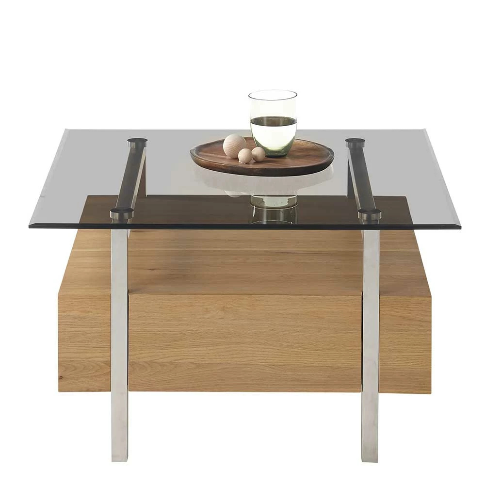 Designer Wohnzimmer-Couchtisch Mit Rauchglas Platte - Santos 3 Designer Wohnzimmer-Couchtisch Mit Rauchglas Platte - Santos – Bild 3