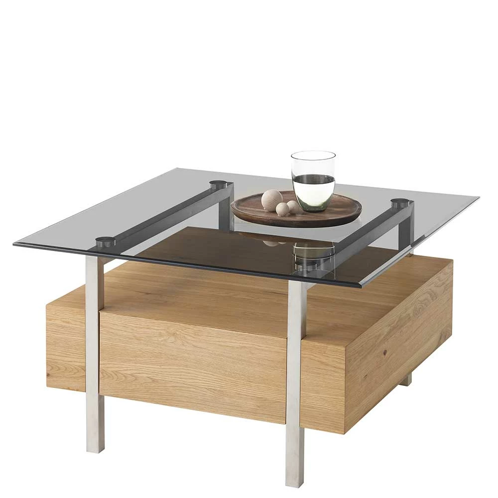 Designer Wohnzimmer-Couchtisch Mit Rauchglas Platte - Santos 5 Designer Wohnzimmer-Couchtisch Mit Rauchglas Platte - Santos – Bild 5