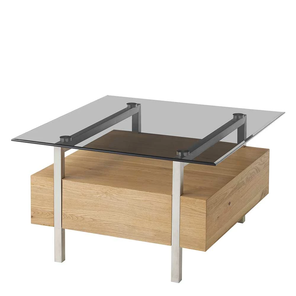 Designer Wohnzimmer-Couchtisch Mit Rauchglas Platte - Santos 1 Designer Wohnzimmer-Couchtisch Mit Rauchglas Platte - Santos