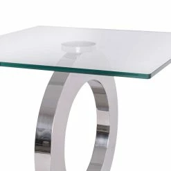 Designer Wohnzimmertisch Mit O-Säulengestell In Chrom - Morgan -Bouquet-shop designer wohnzimmertisch mit o saeulengestell in chrom glasplatte morgan 02