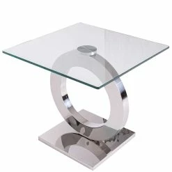 Designer Wohnzimmertisch Mit O-Säulengestell In Chrom - Morgan