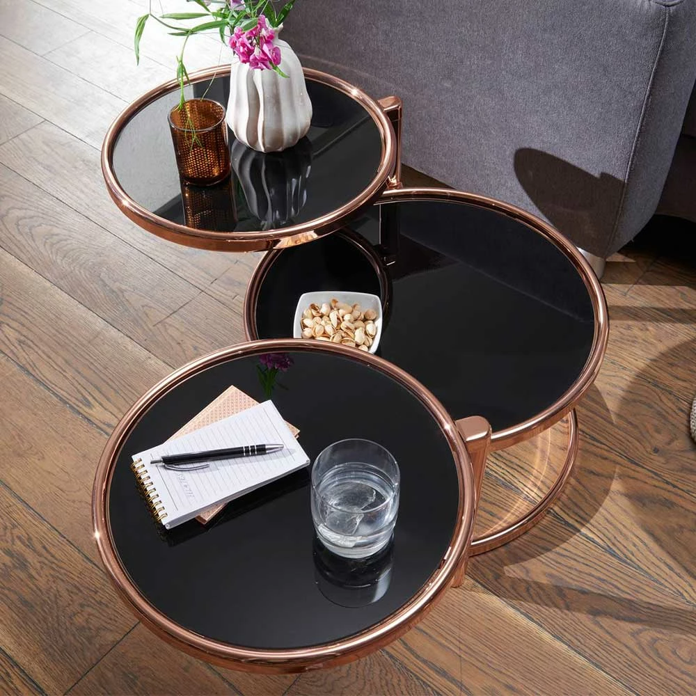 Drei Platten Sofatisch Mit Schwarzglas - Yamanas 3 Drei Platten Sofatisch Mit Schwarzglas - Yamanas – Bild 3
