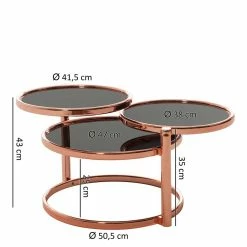 Drei Platten Sofatisch Mit Schwarzglas - Yamanas 8 Drei Platten Sofatisch Mit Schwarzglas - Yamanas -Bouquet-shop drei platten sofatisch mit schwarzglas metall in kupfer yamanas 03