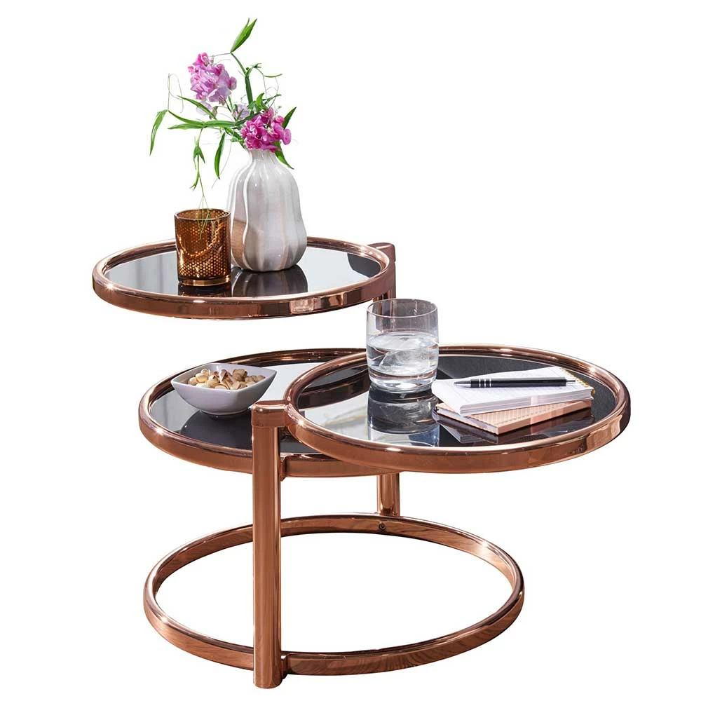 Drei Platten Sofatisch Mit Schwarzglas - Yamanas 1 Drei Platten Sofatisch Mit Schwarzglas - Yamanas